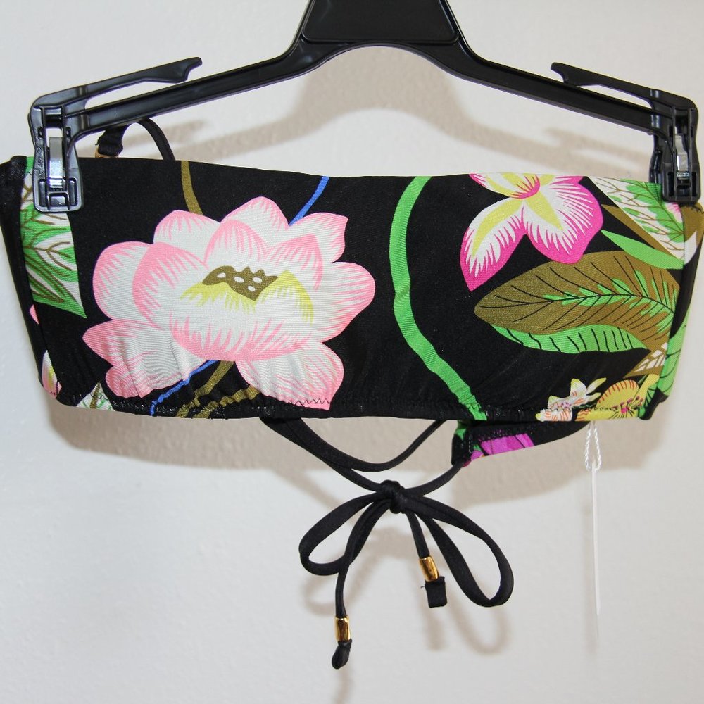 Trina Turk Black Floral Bikini Top